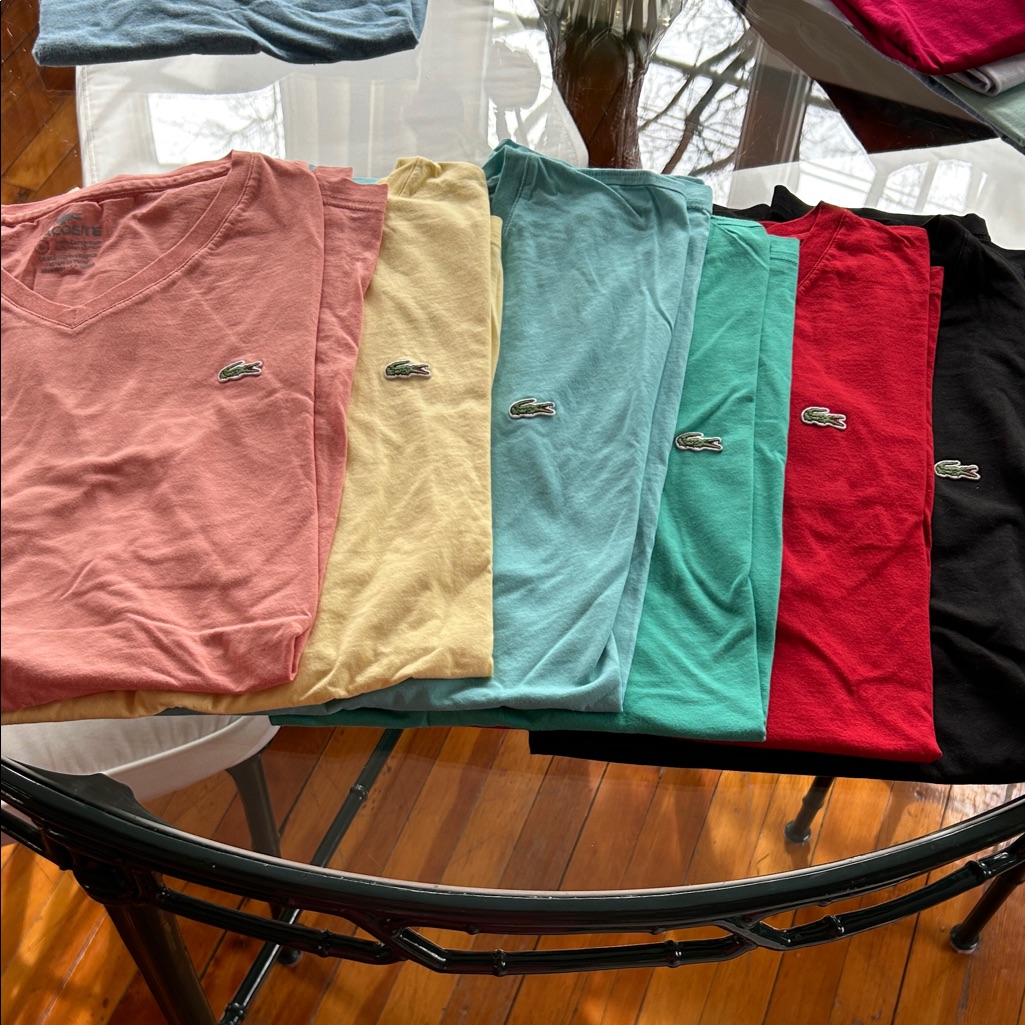 Lacoste Men's V-Neck T-Shirt Set - Salmon, Yellow, Blue, Green, Red, Black